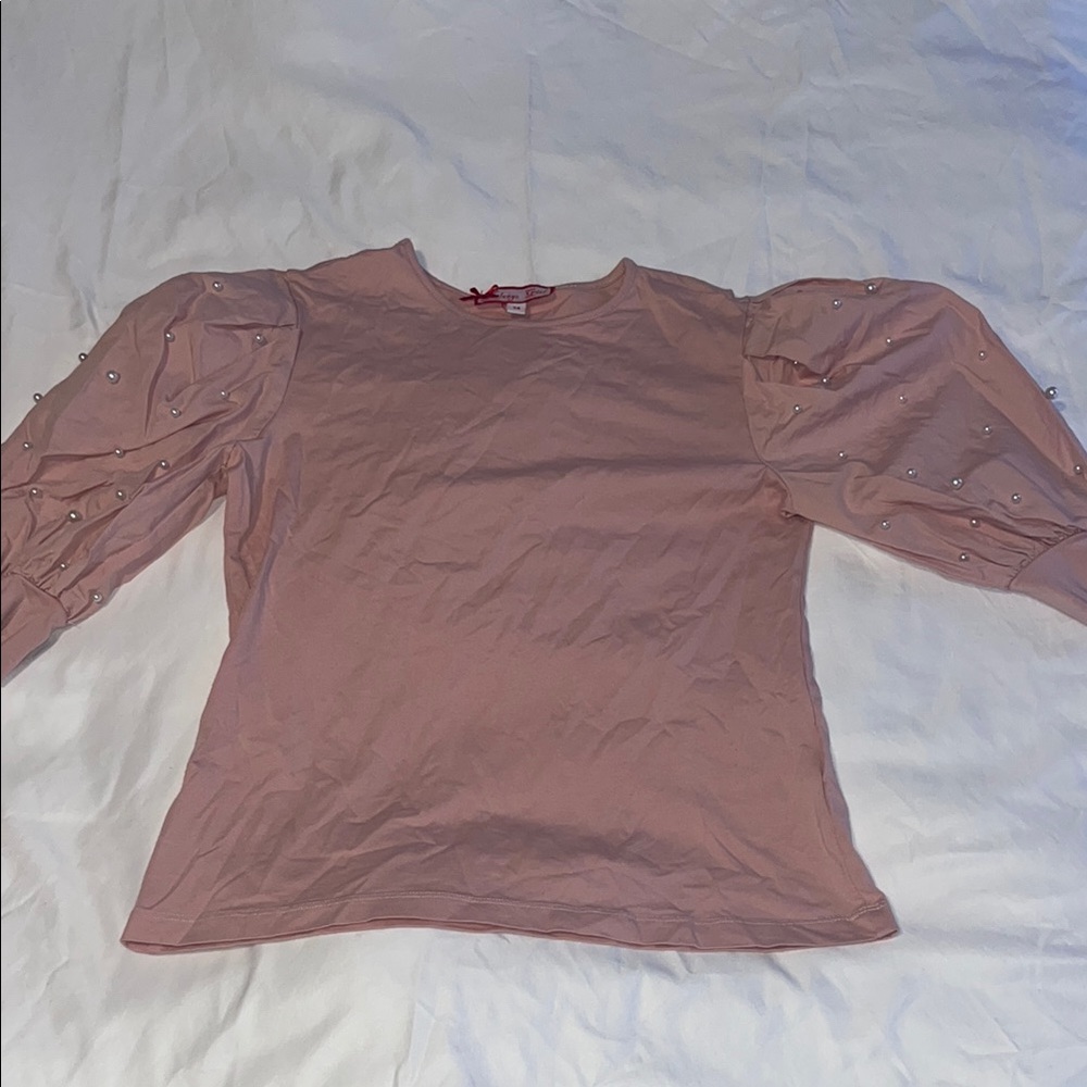 Melange pink Fitted Puff Sleeve Blouse